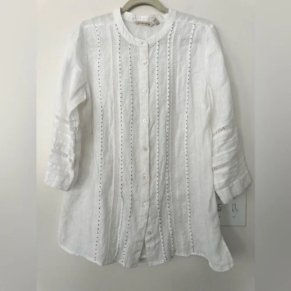 Soft Surroundings Linen Tunic Blouse M
